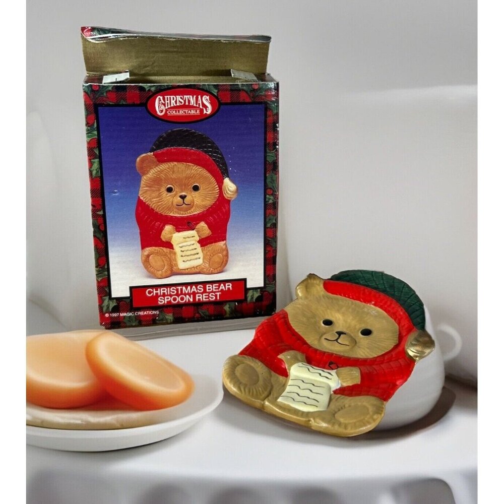 1997 Christmas Bear Spoon Rest 1997 Porcelain Collectable Magic Creations In box
